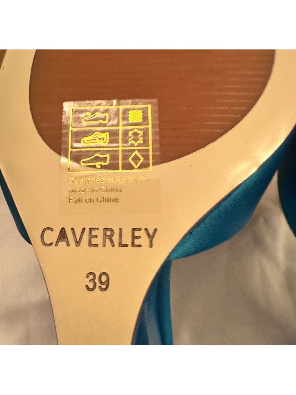 CAVERLEY Ozi Sculpted Wedge Heels - Blue Leather& Satin heeled mules Sz39 NEW - Picture 9 of 10